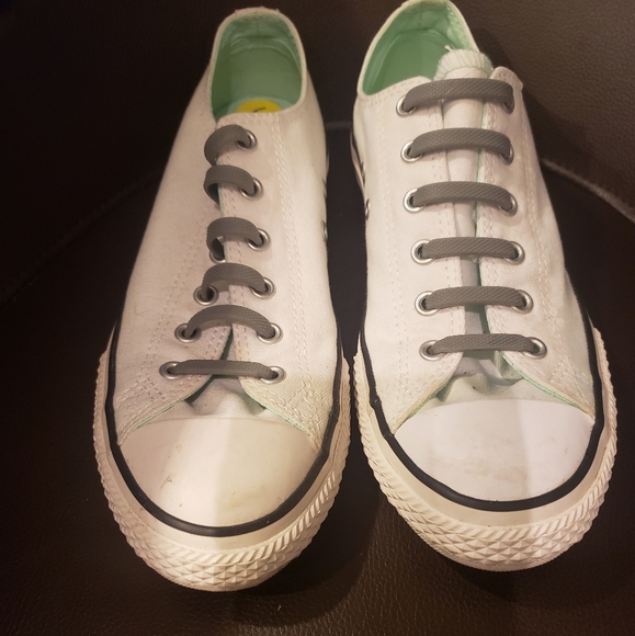 Converse Shoes - Converse white with turquoise inside size 7 womens 5 men
